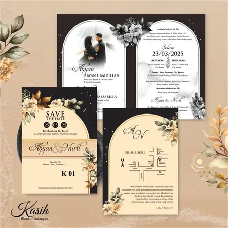 Asteria Exclusive Undangan Pernikahan Hitam Bunga